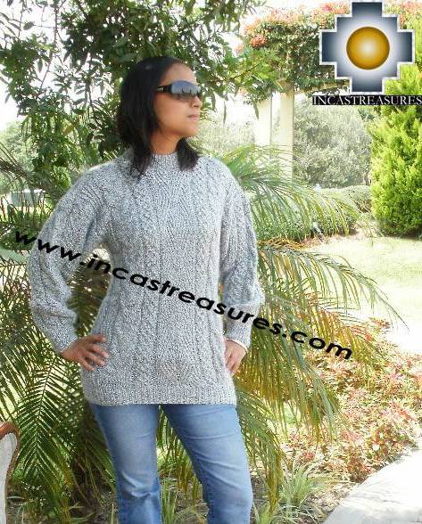 Women's  Alpaca Irish Silver Sweater 