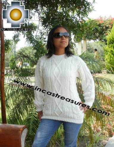 Women's  Alpaca Irish White Sweater