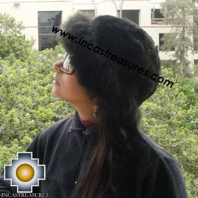 100% Baby Alpaca Fur  Hat  Cuajone  Black