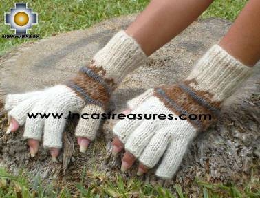 100% Alpaca Wool Fingerless gloves Rustic in Cream