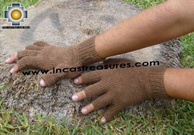 100% Alpaca Wool Fingerless gloves Brown