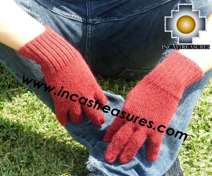 100% Alpaca Wool gloves Burgundy