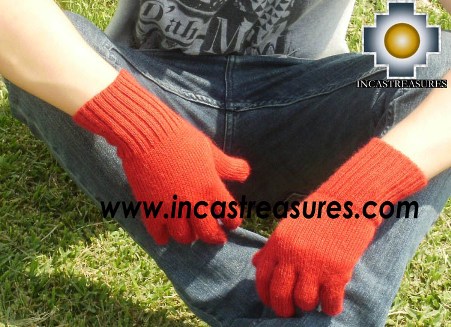 100% Alpaca Wool gloves Red