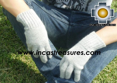 100% Alpaca Wool gloves Silver