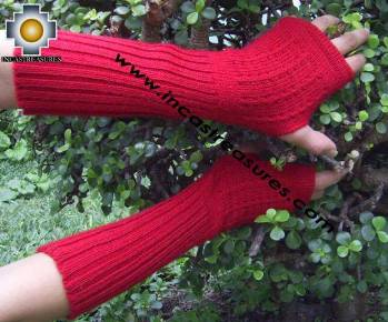 100% Alpaca Wool Wrist Warmers Gloves Solid Color