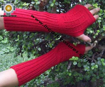 100% Alpaca Wool Wrist Warmers Gloves Solid Color