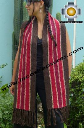 100% Alpaca Scarf 2 Sides with stripes Ollantaytambo