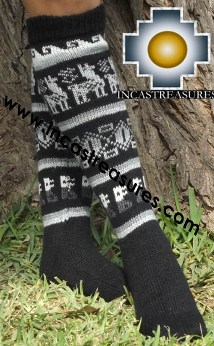 Long 100% Alpaca Socks Classic Black