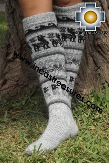 Long 100% Alpaca Socks Classic Silver Gray