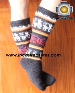 Long Alpaca Socks llamas black