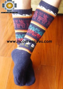 Long Alpaca Socks llamas blue