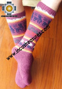 Long Alpaca Socks llamas purple