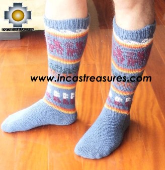 Long Alpaca Socks llamas skyblue