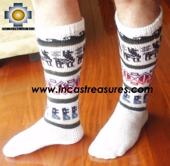 Long Alpaca Socks llamas White