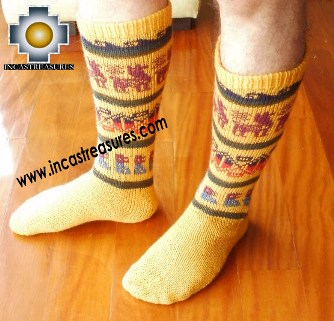Long Alpaca Socks llamas Yellow
