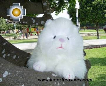 100% Baby Alpaca, Adorable White Big cat "BOB THE CAT"