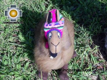 100% Baby Alpaca, Happy brown llama "PONCHO" big