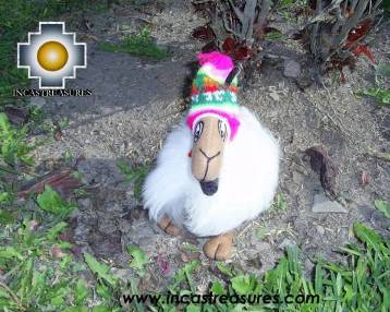 100% Baby Alpaca, Happy white llama "CHULLO" little