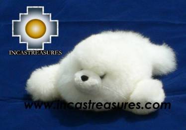 100% Baby Alpaca, Adorable White Seal "Gotita"
